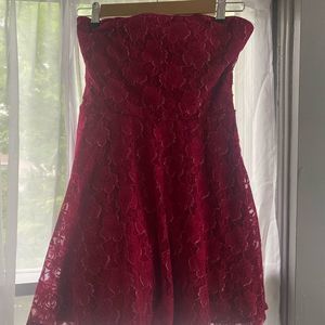 Love Reign Red w/ Black Lace Strapless Dress Sz S